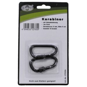 MFH Karabiner 6 mm x 6 cm 2er Pack schwarz
