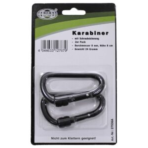 MFH Karabiner 8 mm x 8 cm 2er Pack schwarz