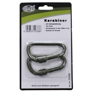 MFH Karabiner 8 mm x 8 cm 2er Pack oliv