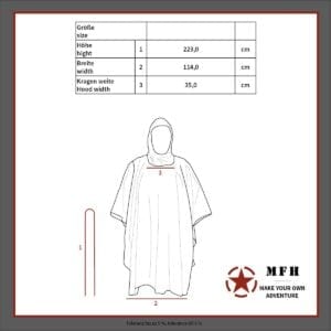 Größentabelle Regenponcho