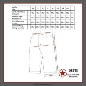 Bermuda Größentabelle