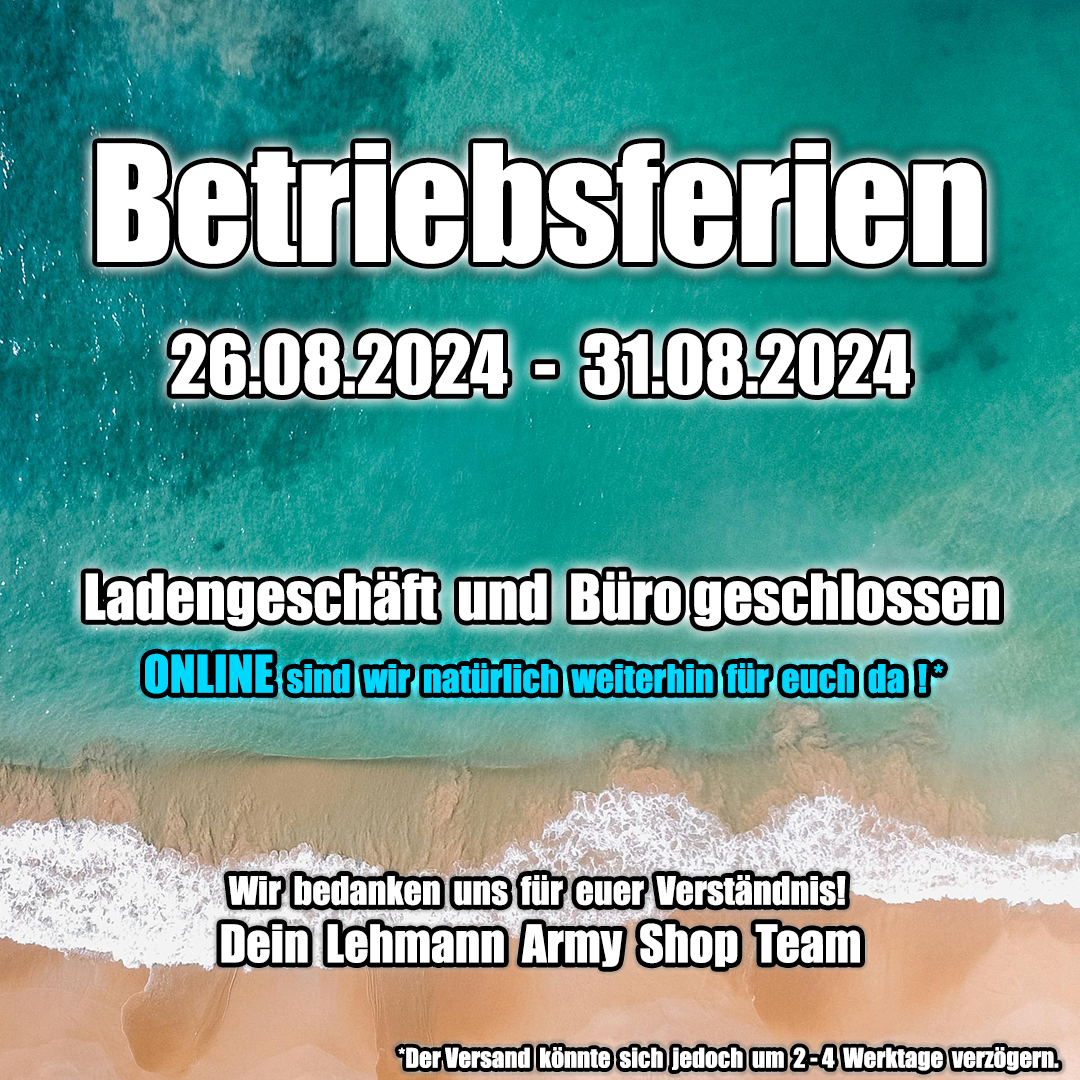 Betriebsferien vom 26.08 bis 31.08.2024